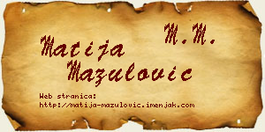 Matija Mazulović vizit kartica